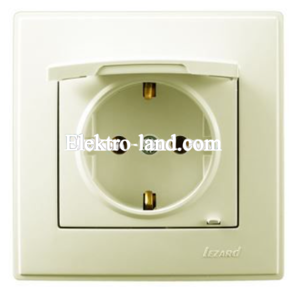 Розетка с заземлением с крышкой Lezard Lesya, крем (705-0303-123)